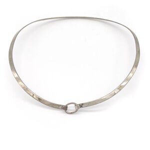 Vintage Sterling Silver Collar Necklace 4mm – Hook & Loop Clasp 17.5g Signed 925